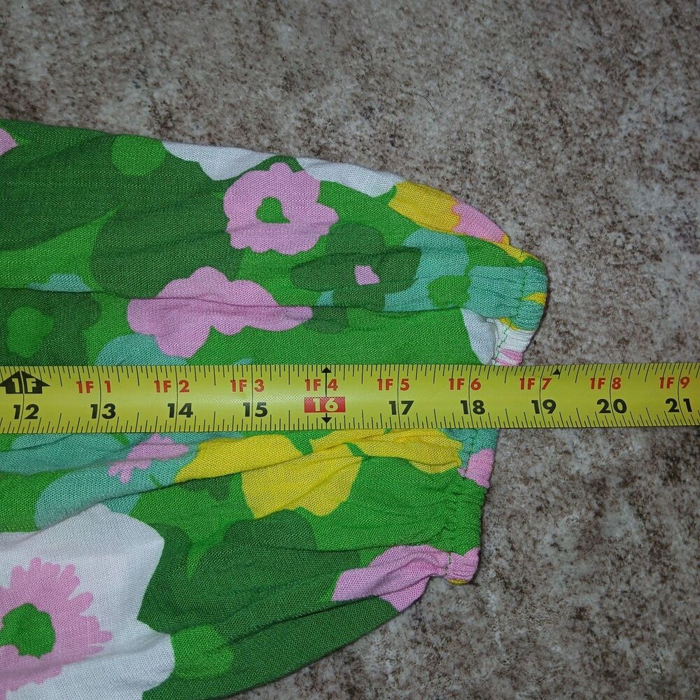 Sugarlips Women's Large Green Floral Mini Dress Puff Sleeve Square Neck - Picture 16 of 16